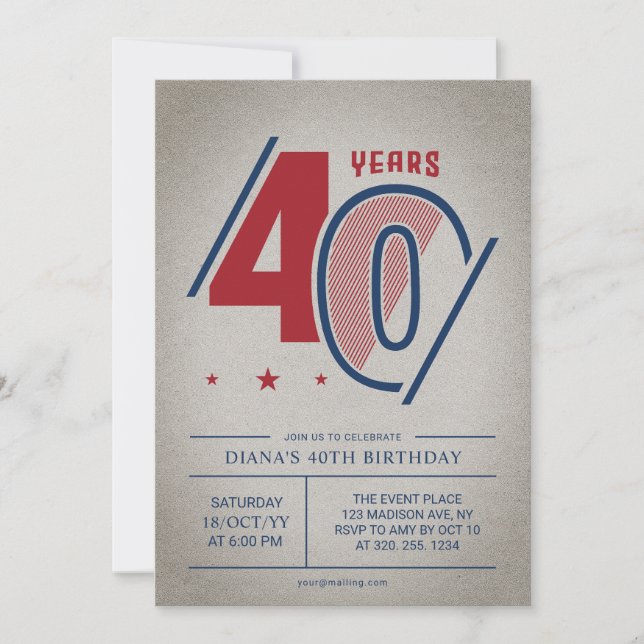 Retro 40th Birthday  Invitation (Front)