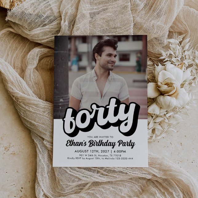 Retro 40th Birthday Invitation | Forty Birthday  (Creator Uploaded)