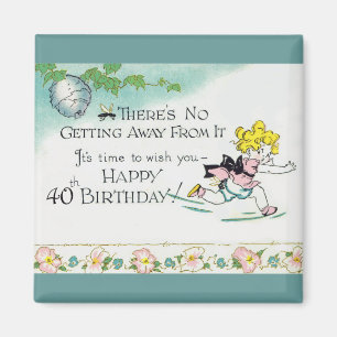 Retro 40th Birthday Magnet