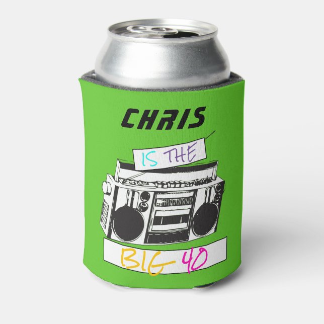 Retro 40th Birthday Vintage 1982 Chequered Can Cooler (Can Back)