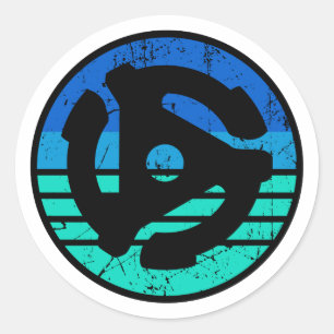 Retro 45 RPM Adapter Blue Sunset Classic Round Sticker
