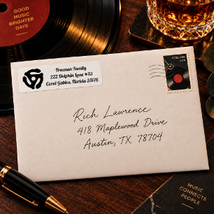 Retro 45 RPM Vinyl Record Adapter Label – Vintage Return Address Label