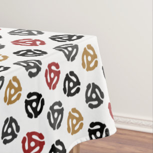 Retro 45 rpm Vinyl Record Adaptor Pattern Tablecloth