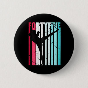 Retro 45th Birthday For Kickboxing Women Kickboxer 6 Cm Round Badge