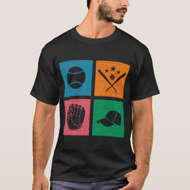 Retro 4 Colour Block Baseball T-Shirt (Front)