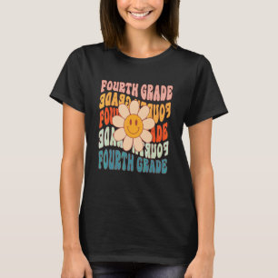 Retro 4th Grade Teacher Daisy Colourful Fourth Gra T-Shirt