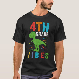 Retro 4th Grade Vibes Trex Teacher Student Educato T-Shirt