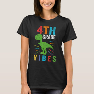 Retro 4th Grade Vibes Trex Teacher Student Educato T-Shirt