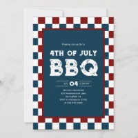Retro 4th of July BBQ Party Chequered