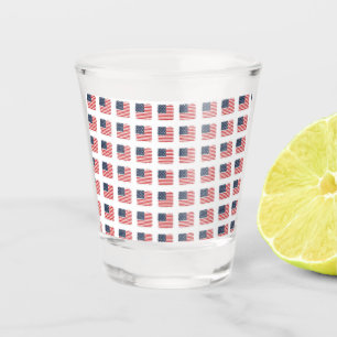 Retro 4th of July Chequerboard Patriotic StarStrip Shot Glass