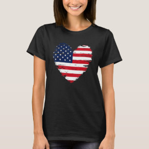 Retro 4th Of July Heart Patriotic American Flag Vi T-Shirt