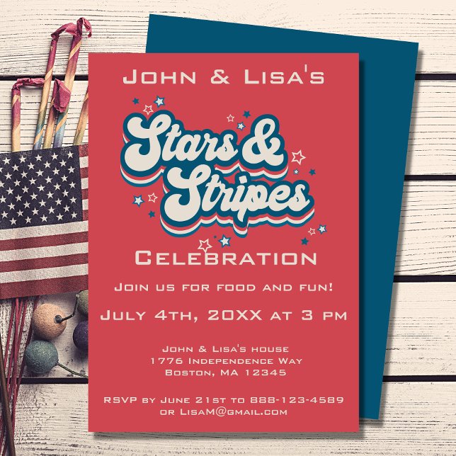 Retro 4th of July Party Invitation  (Perfect for your retro 4th of July celebration! )