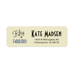 Retro 50 & FABULOUS Script Typography Address Return Address Label