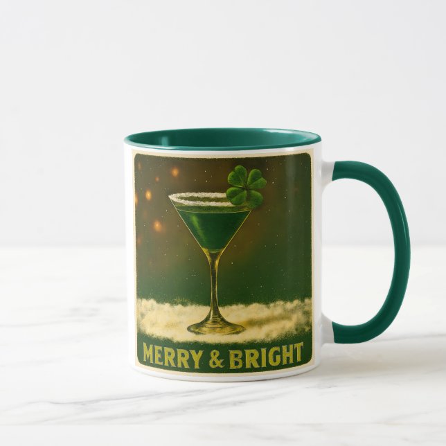 Retro 50s 4 Leaf Clover Irish Christmas Martini Mug (Right)