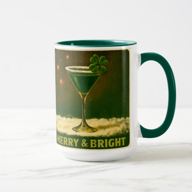Retro 50s 4 Leaf Clover Irish Christmas Martini Mug (Right)