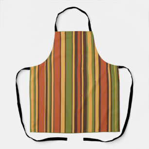 Retro 50s 60s 70s Stripes Orange Avocado Brown Apron