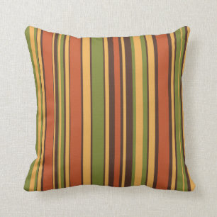 Retro 50s 60s 70s Stripes Orange Avocado Brown Cushion