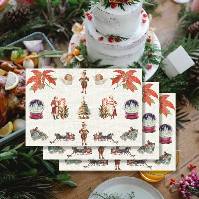 Retro 50s 60s Christmas Santa Mrs Claus Elf Angel Tissue Paper (Creator Uploaded)