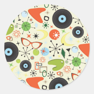 Retro 50's 60's Vintage Fashion Pattern Party Classic Round Sticker