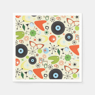 Retro 50's 60's Vintage Fashion Pattern Party Napkin