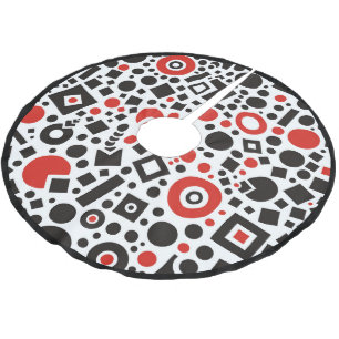 Retro 50s Art Deco Red Black White  Brushed Polyester Tree Skirt