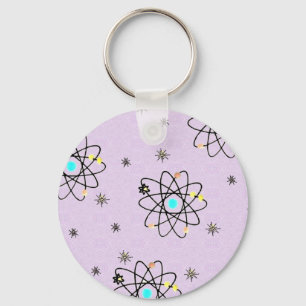 Retro 50s Atomic Print Lavender Apparel & Gifts Key Ring