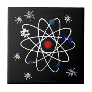 Retro 50s Atomic Print On Black Tile
