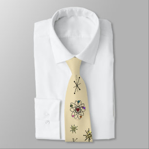 Retro 50s Atomic Valentine Hearts on Butter Cream Tie