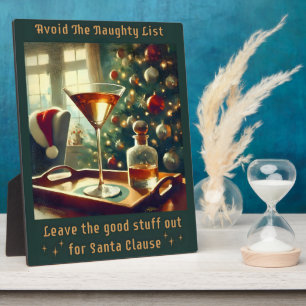 Retro 50s Avoid The Naughty List Christmas Martini Plaque
