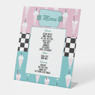 Retro 50s Birthday Party Menu Pedestal Sign