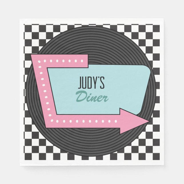 Retro 50s Birthday Party    Napkin (Front)
