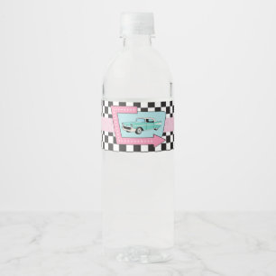 Retro 50s Birthday Party Water Bottle Label