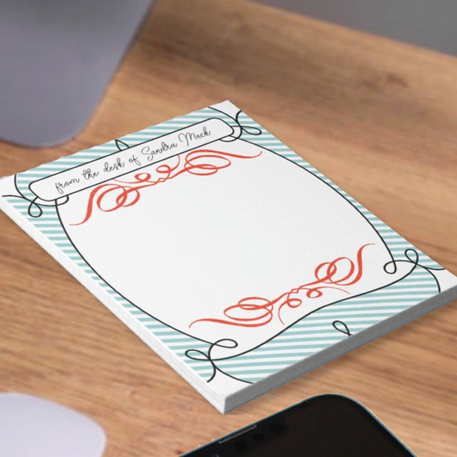 Retro 50's Bistro Inspired Blue and Coral Pattern Notepad (Creator Uploaded)