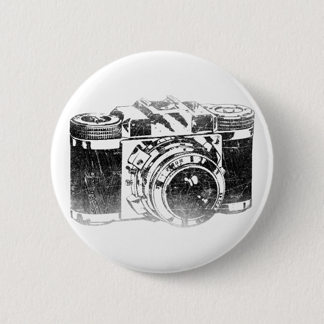 Retro 50's camera 6 cm round badge (Front)