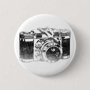 Retro 50's camera 6 cm round badge