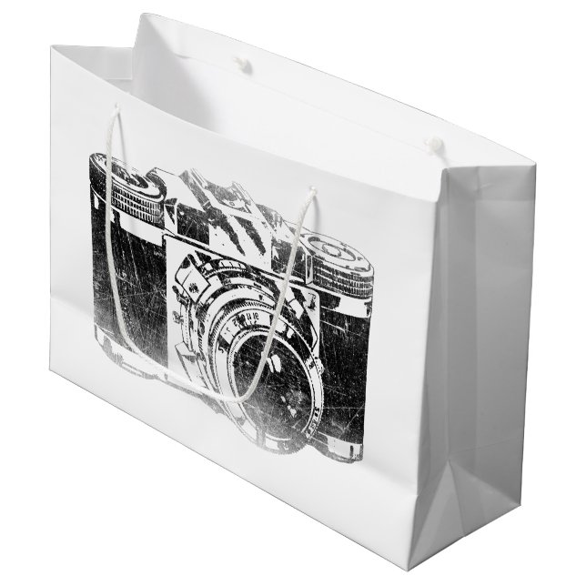 Retro 50's camera large gift bag (Front Angled)
