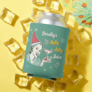 Retro 50s Christmas Holly Jolly Juice Funny Custom Can Cooler