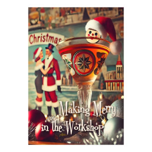 Retro 50s Cocktail Making Merry Christmas Workshop Photo Print
