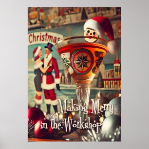 Retro 50s Cocktail Making Merry Christmas Workshop Poster