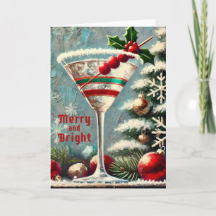 Retro 50s Cranberry Snowflake Christmas Martini Card