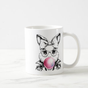 Retro 50's Cute Easter Bunny Blowing Bubble Gum 1 Coffee Mug