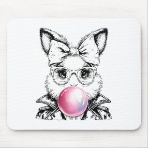 Retro 50's Cute Easter Bunny Blowing Bubble Gum 1 Mouse Pad
