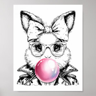 Retro 50's Cute Easter Bunny Blowing Bubble Gum 1 Poster