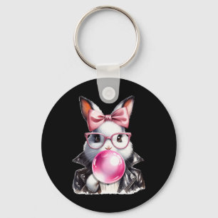 Retro 50's Cute Easter Bunny Blowing Bubble Gum 4  Key Ring