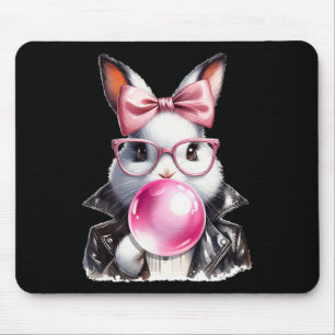 Retro 50's Cute Easter Bunny Blowing Bubble Gum 4 Mouse Pad