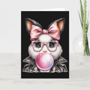 Retro 50's Cute Easter Bunny Blowing Bubble Gum 5 Card