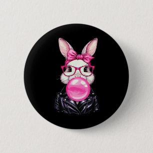 Retro 50's Cute Easter Bunny Blowing Bubble Gum 7 6 Cm Round Badge