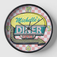 Retro 50's Diner Sign Pink Teal Personalised Name