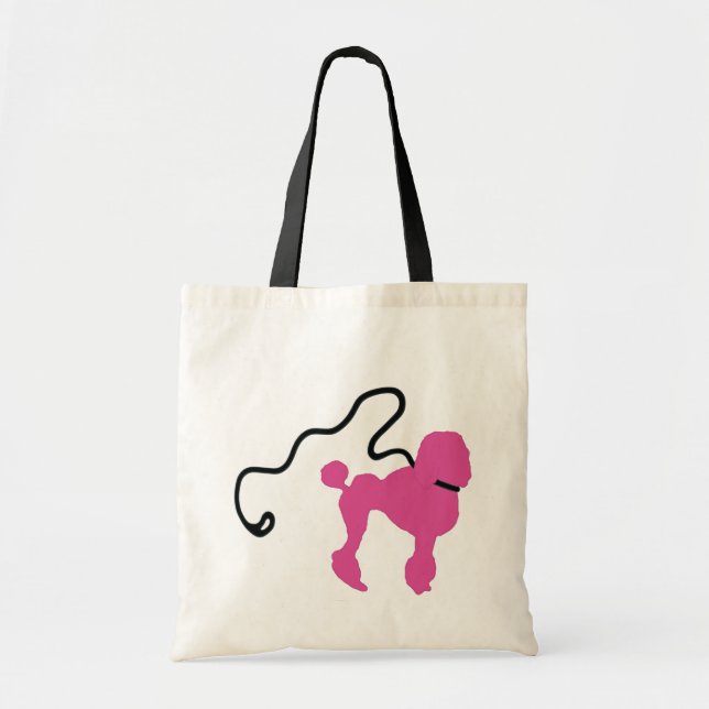 Retro 50's Felt Pink Poodle & Leash Tote Bag (Front)
