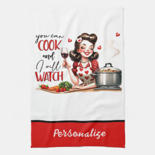 Retro 50s Glam Housewife Funny Sarcastic Humour Tea Towel